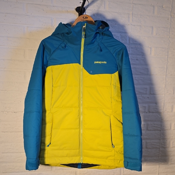 Patagonia Vibrant Blue and Yellow Hooded Jacket